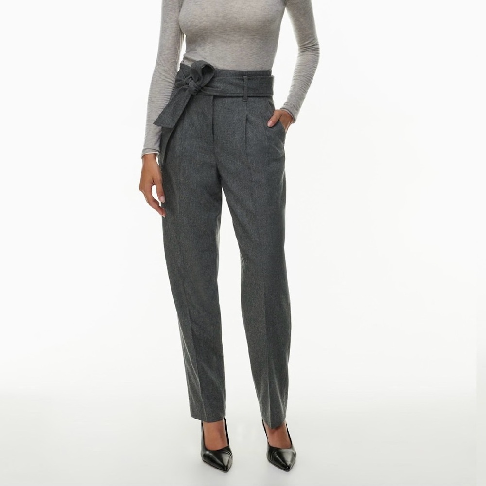 Wilfred Gia Pant Heather Dark‎ Grey Wool Cashmere High-Waisted Tie Waist Size 2